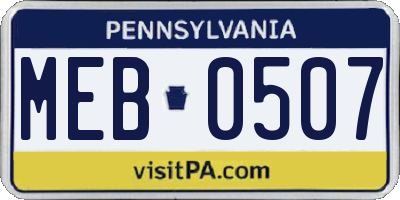 PA license plate MEB0507