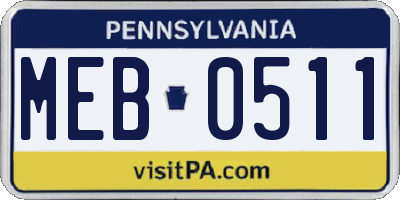 PA license plate MEB0511