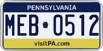 PA license plate MEB0512