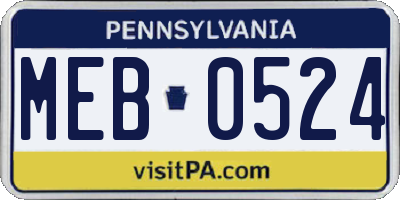 PA license plate MEB0524