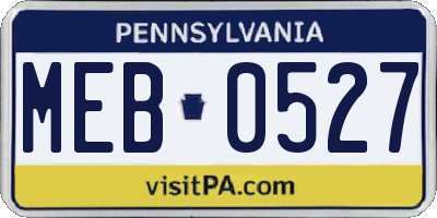 PA license plate MEB0527