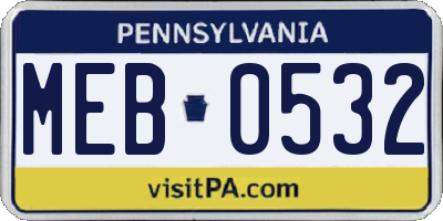 PA license plate MEB0532