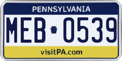 PA license plate MEB0539