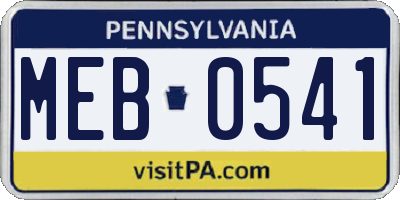 PA license plate MEB0541