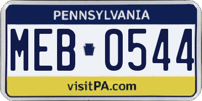 PA license plate MEB0544