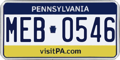 PA license plate MEB0546