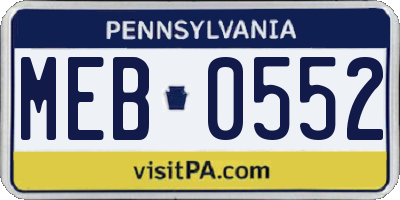 PA license plate MEB0552