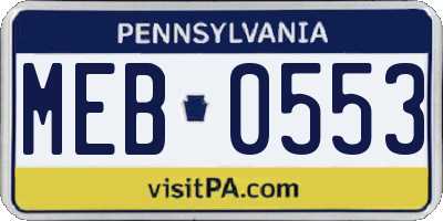 PA license plate MEB0553