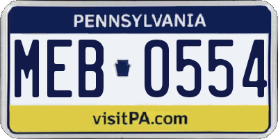PA license plate MEB0554