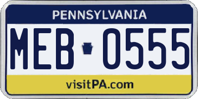 PA license plate MEB0555