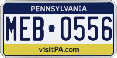 PA license plate MEB0556