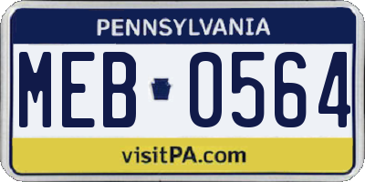 PA license plate MEB0564