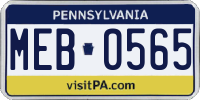 PA license plate MEB0565