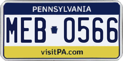 PA license plate MEB0566