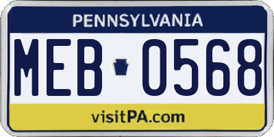 PA license plate MEB0568