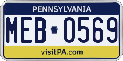 PA license plate MEB0569