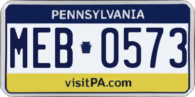 PA license plate MEB0573