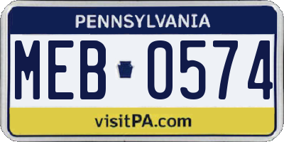 PA license plate MEB0574