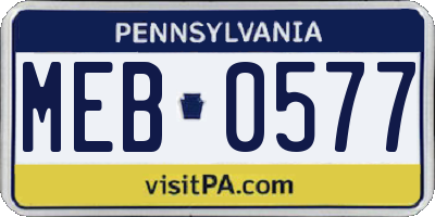 PA license plate MEB0577