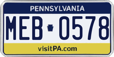 PA license plate MEB0578