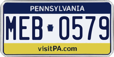 PA license plate MEB0579