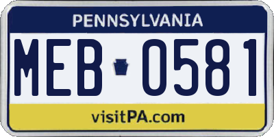 PA license plate MEB0581