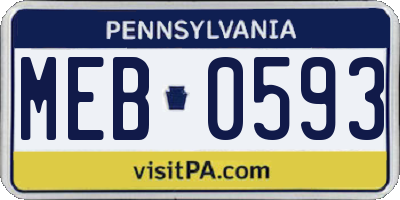 PA license plate MEB0593