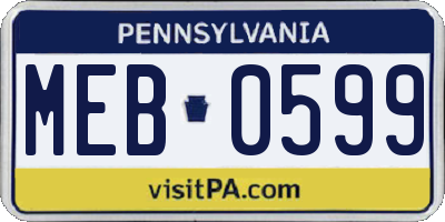 PA license plate MEB0599
