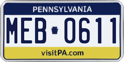 PA license plate MEB0611