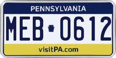 PA license plate MEB0612