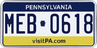 PA license plate MEB0618
