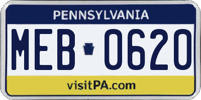 PA license plate MEB0620