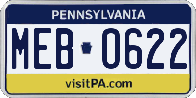 PA license plate MEB0622