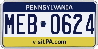 PA license plate MEB0624