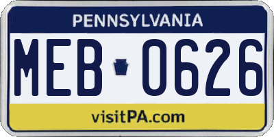 PA license plate MEB0626