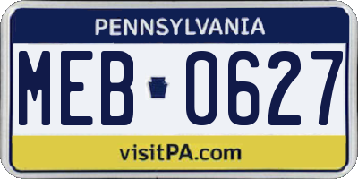 PA license plate MEB0627