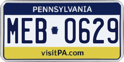 PA license plate MEB0629