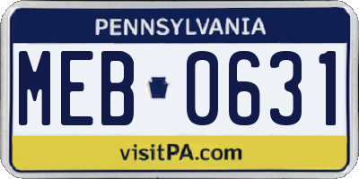 PA license plate MEB0631
