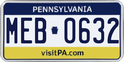 PA license plate MEB0632