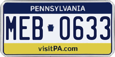 PA license plate MEB0633