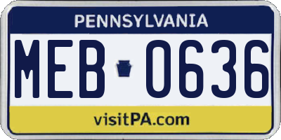 PA license plate MEB0636