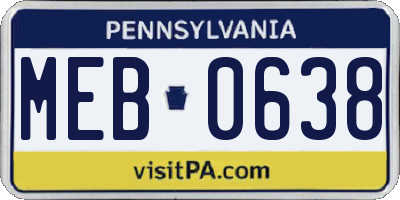 PA license plate MEB0638