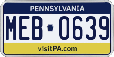 PA license plate MEB0639