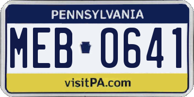 PA license plate MEB0641