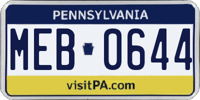 PA license plate MEB0644