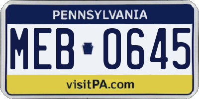 PA license plate MEB0645