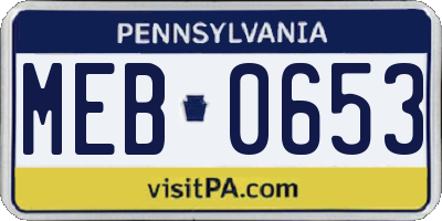 PA license plate MEB0653