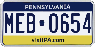 PA license plate MEB0654