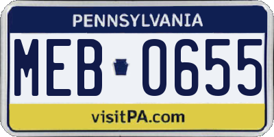PA license plate MEB0655