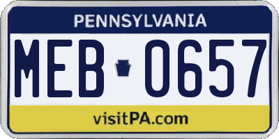 PA license plate MEB0657